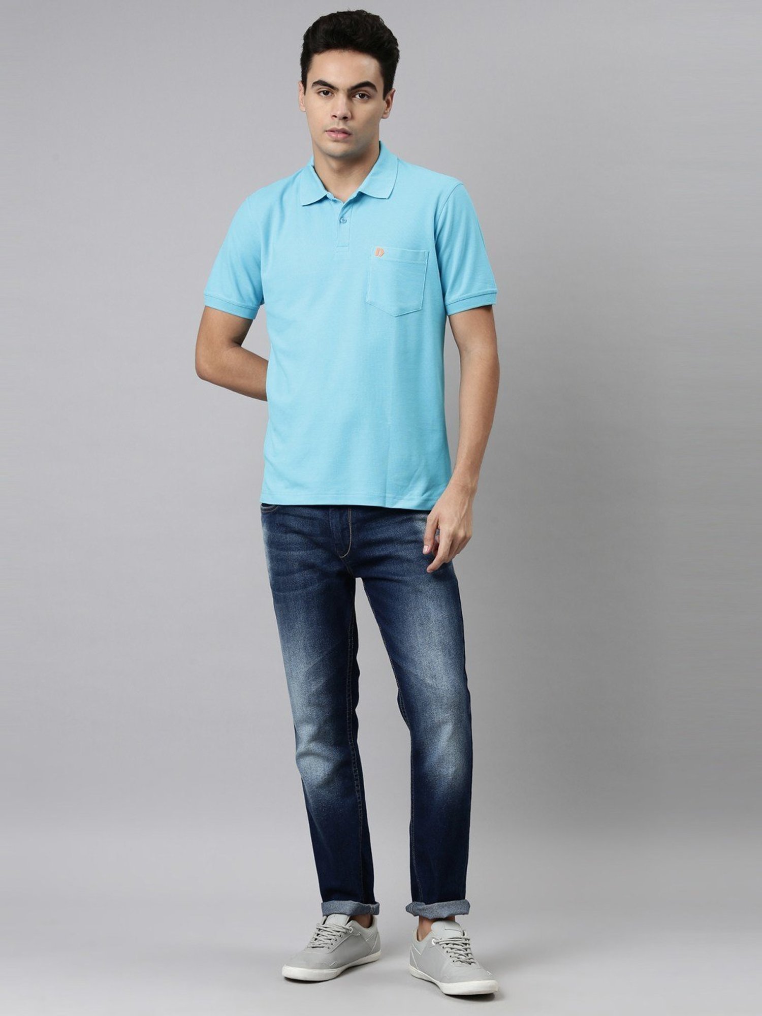 Dixcy Scott Maximus Blue Cotton Regular Fit Polo T-Shirt
