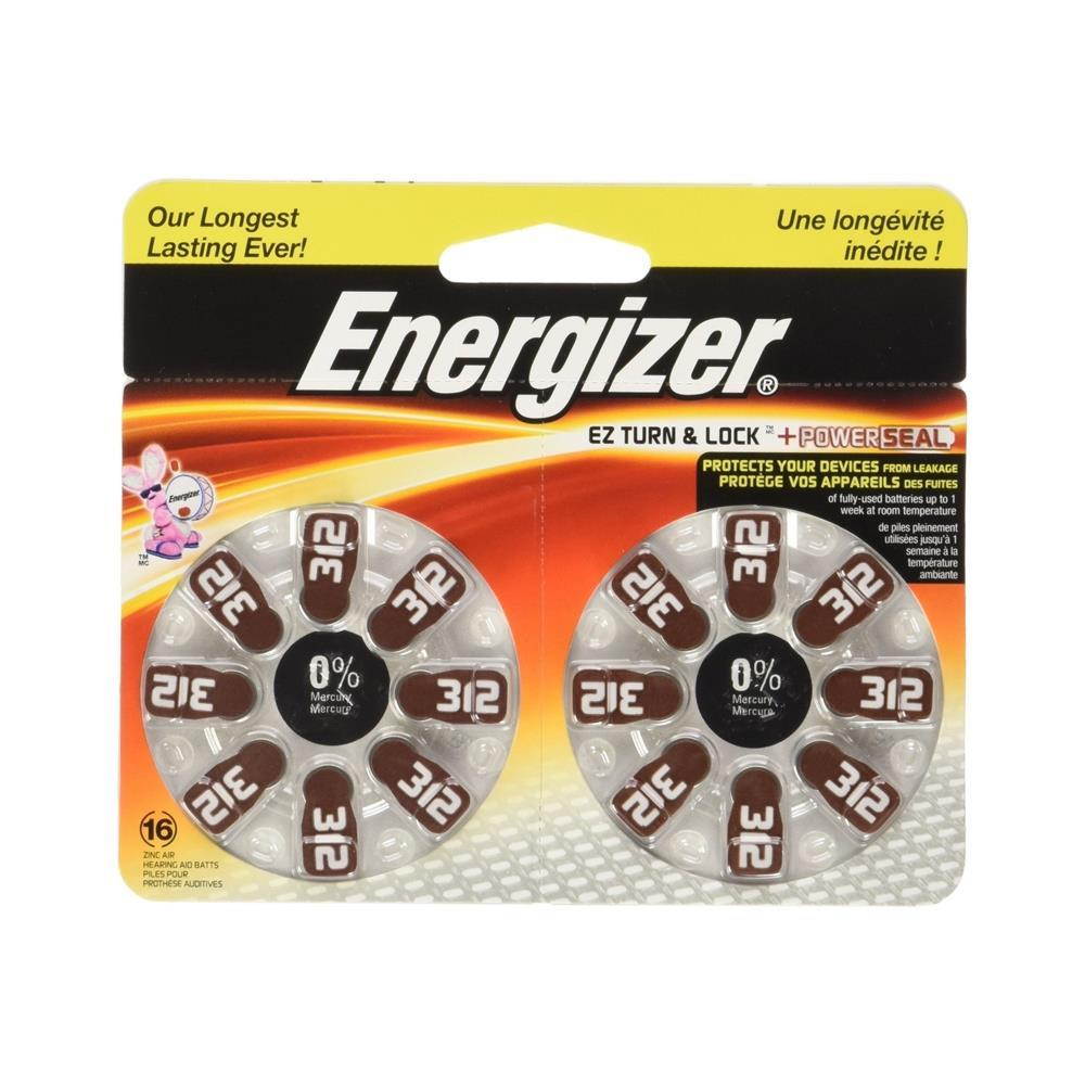 Energizer 312 Hearing Aid Batteries, 16 Per Pack, AZ312DP-16