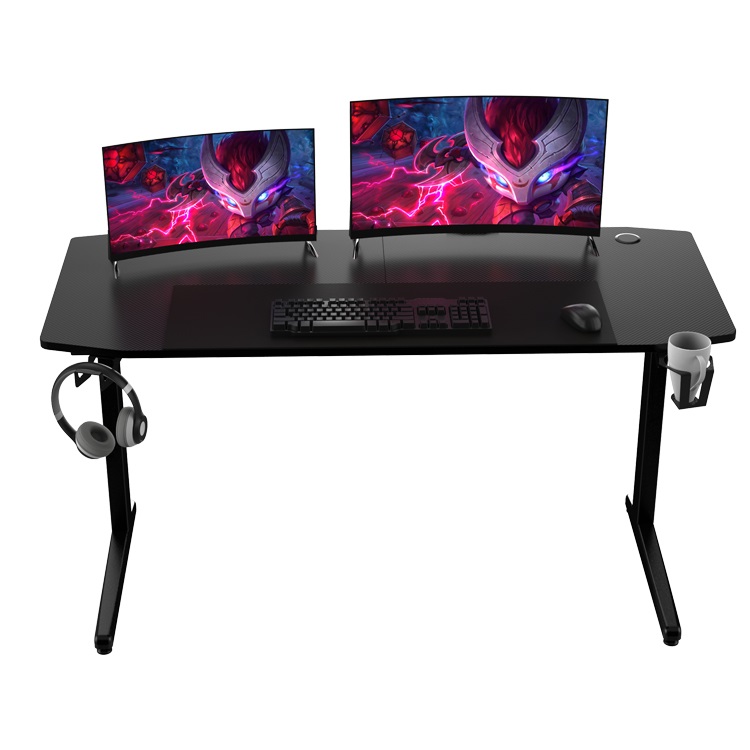 55" E-Sports Gaming Desk - NEO E-Sports Computer Desk Table with Large Size Ergonomic Surface and K-Shaped Heavy Duty Construction with Cup Holder Headphone Hook & 2 Cable Management Holes