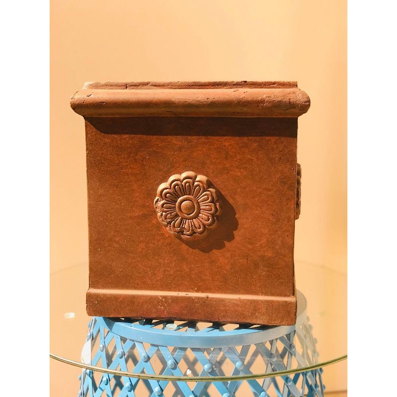 9.1" Kante Lightweight Classic Square Chrysanthemum Concrete Planter Copper Patina - Rosemead Home & Garden, Inc.