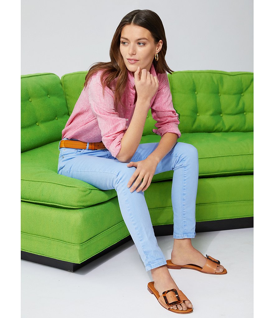 J.McLaughlin Britt Button Front Collared Linen Blouse