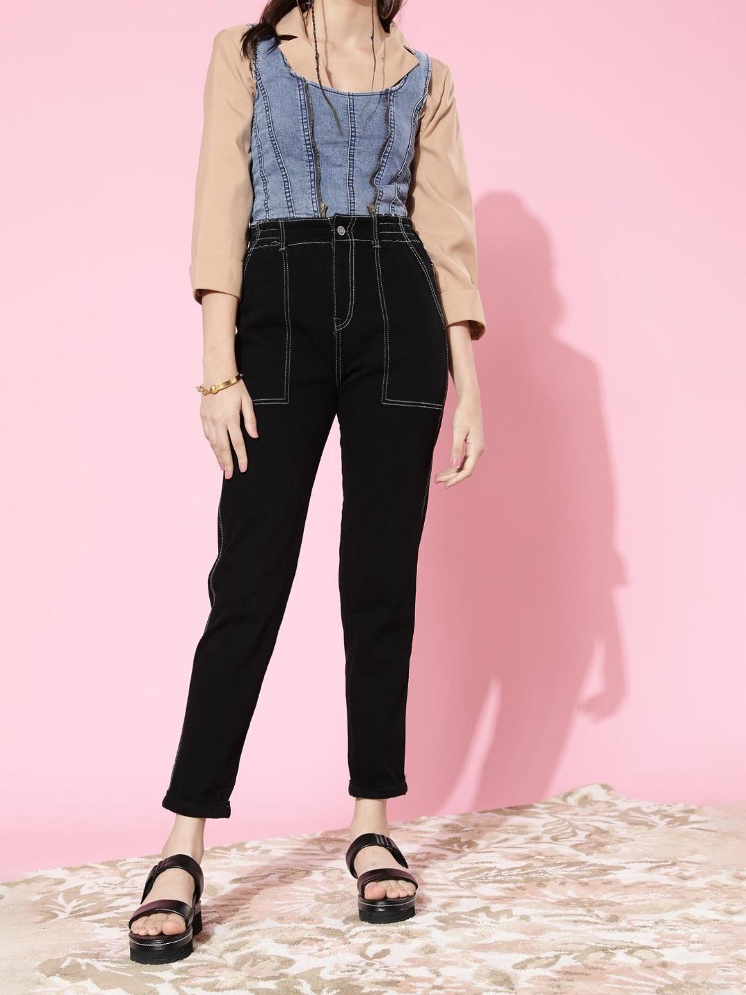 DOLCE CRUDO Black Slim Fit Jeans