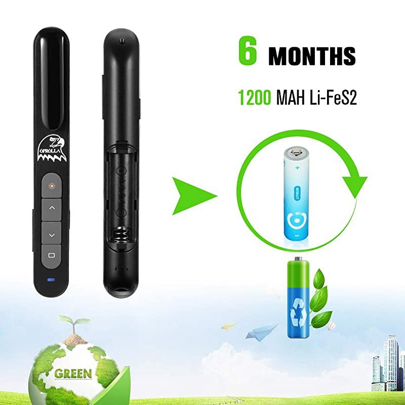 Powerpoint clicker with Laser Pointer Volume Control Wireless Presenter  Presentation Clicker Powerpoint Remote Control Slide Advancer 24GHz Black