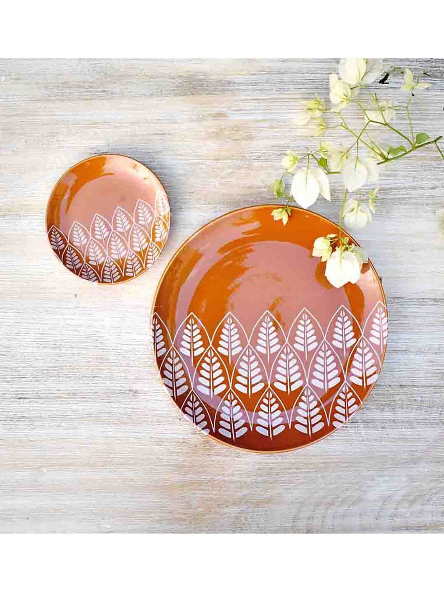 Fanusta Bahaar Orange Ceramic Side Plate - Set of 1