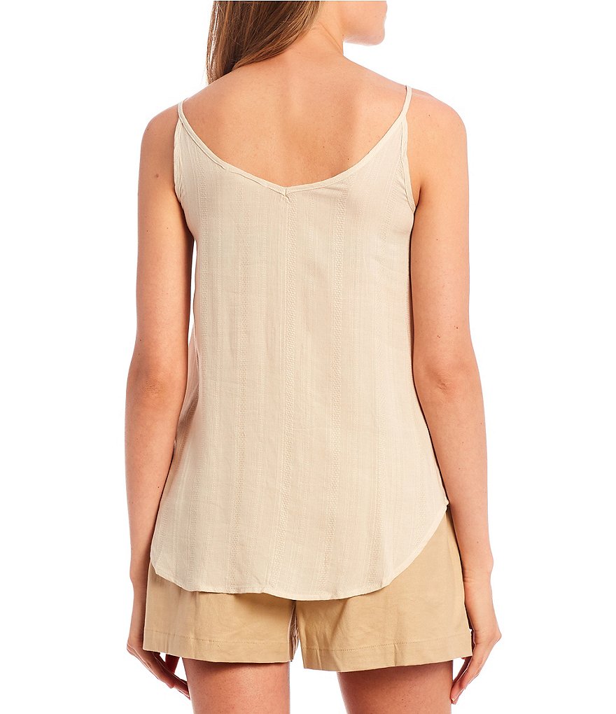 Coco + Jaimeson Spaghetti Strap Scoop-Neck Embroidered Laster Knit Tank Top