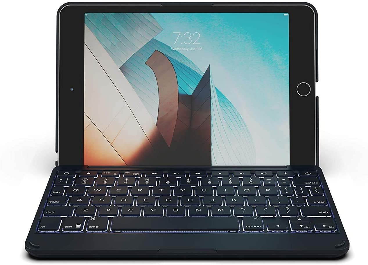 ZAGG Folio - Bluetooth Tablet Keyboard - Backlit with 7 Colors - Made for Apple iPad Mini 5 (7.9) - Charcoal