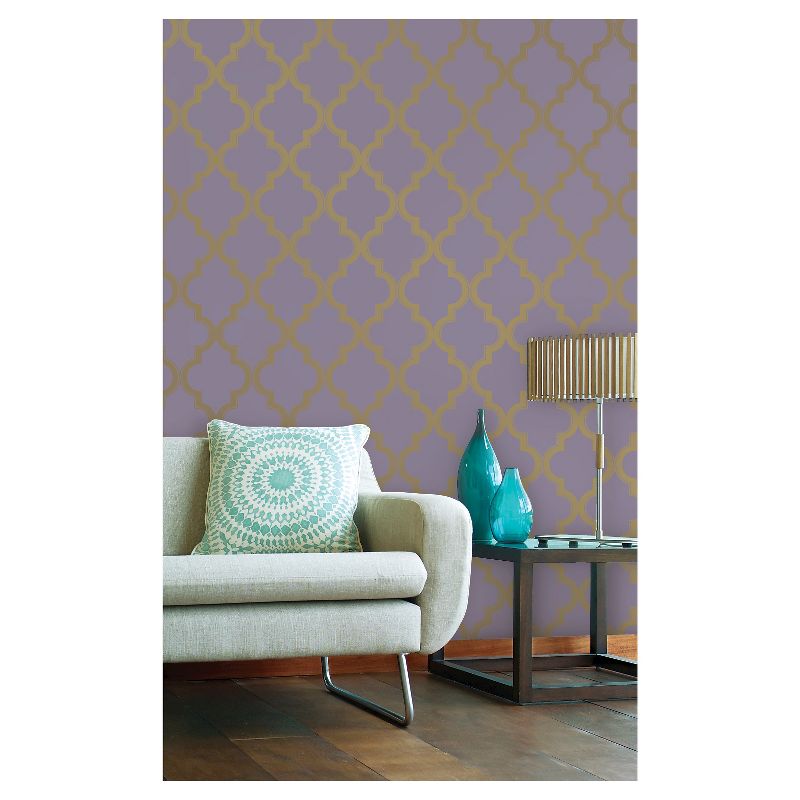 Devine Color Cable Stitch Peel & Stick Wallpaper Purple/Gold