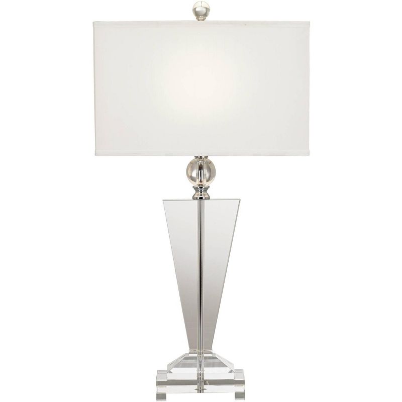 Vienna Full Spectrum Modern Table Lamps Set of 2 Art Deco Crystal Trophy Off White Rectangular Shade for Living Room Bedroom
