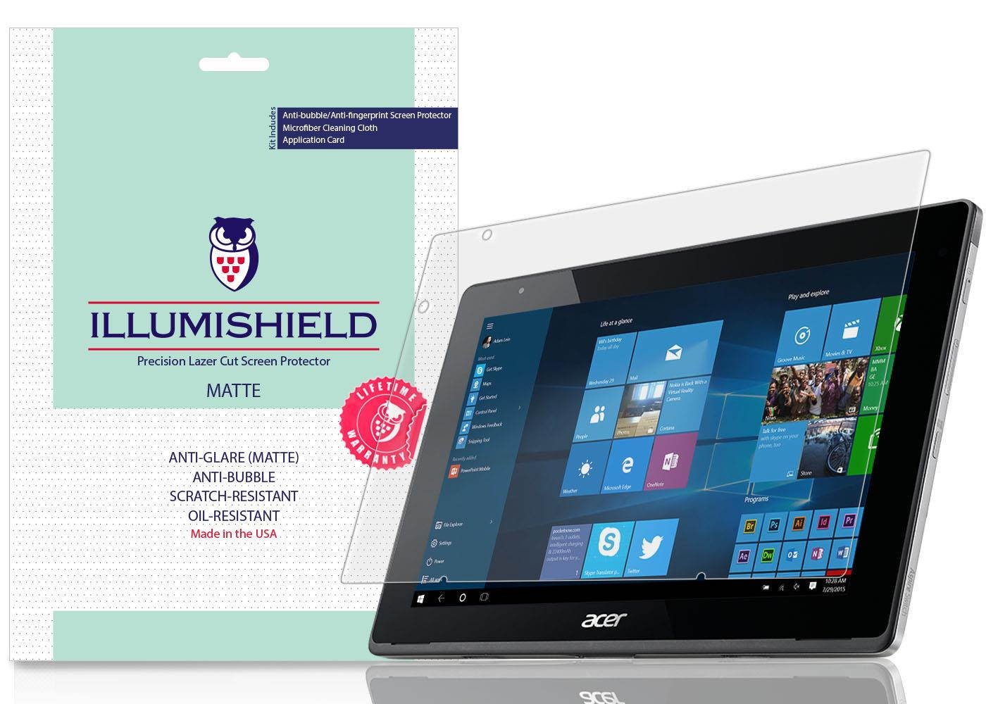 iLLumiShield Matte Screen Protector Compatible with Acer Switch V 10 (2-Pack) Anti-Glare Shield Anti-Bubble and Anti-Fingerprint PET Film