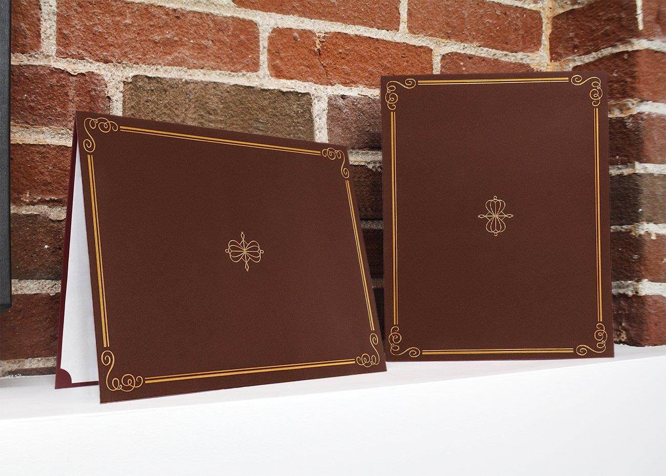 12-Pack Certificate Holder - Diploma Cover, Document Cover for Letter-Sized Award Certificates, Brown, Gold Foil, 11.2 x 8.8 Inches