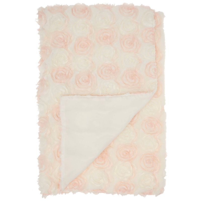 50"x60" Fur Chiffon Roses Faux Fur Throw Blanket Ivory - Mina Victory
