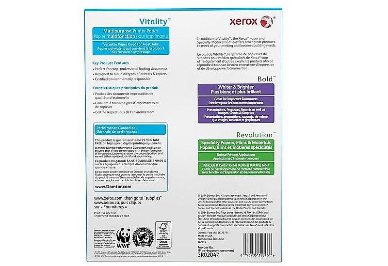 Xerox Vitality 8.5" x 11" Multipurpose Paper 20 lbs 92 Brightness 234062