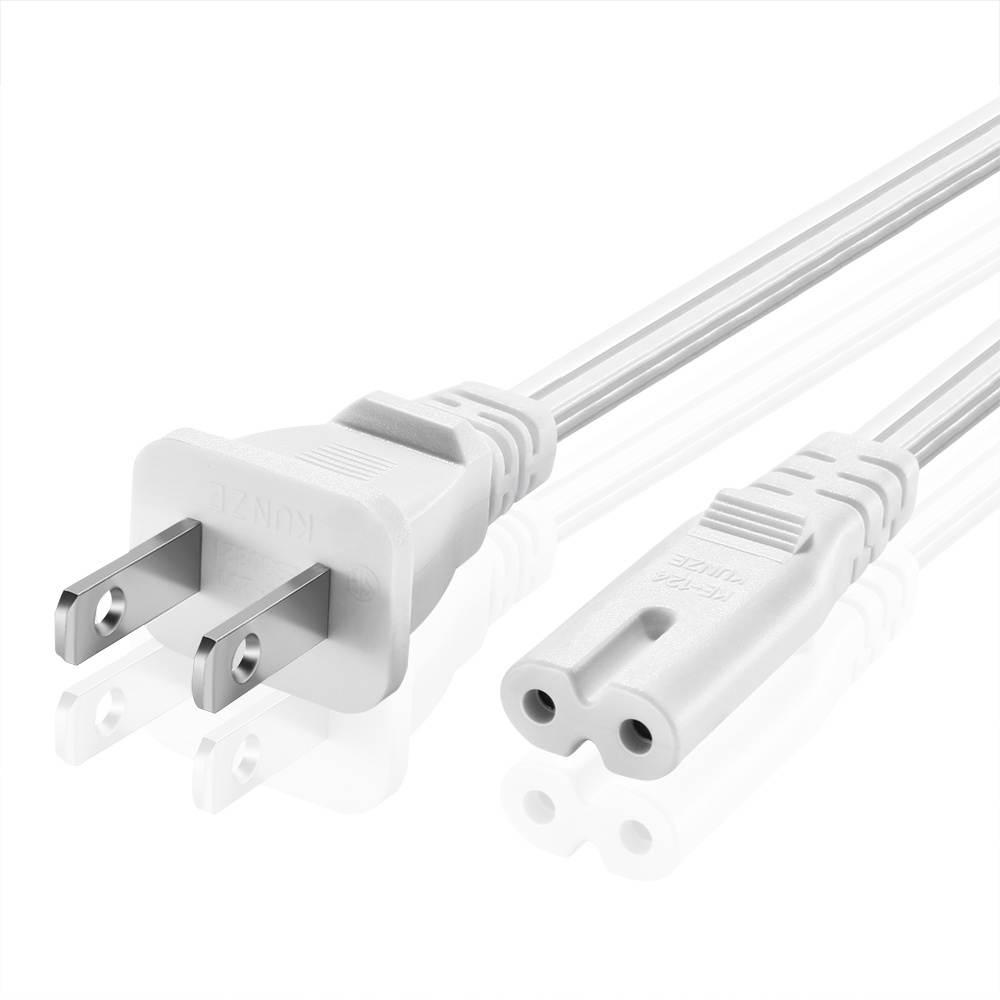 Universal 2 Prong Power Cord (3 Feet) - NEMA 1-15P to IEC320 C7 Shotgun Connector AC Power Supply Cable Wire Socket Plug Jack (White) Compatible with Apple TV, PS4, PS3 Slim, LED HDTV