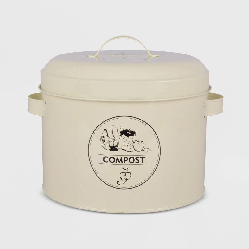 9" Metal Composter Tin Ivory - Esschert Design