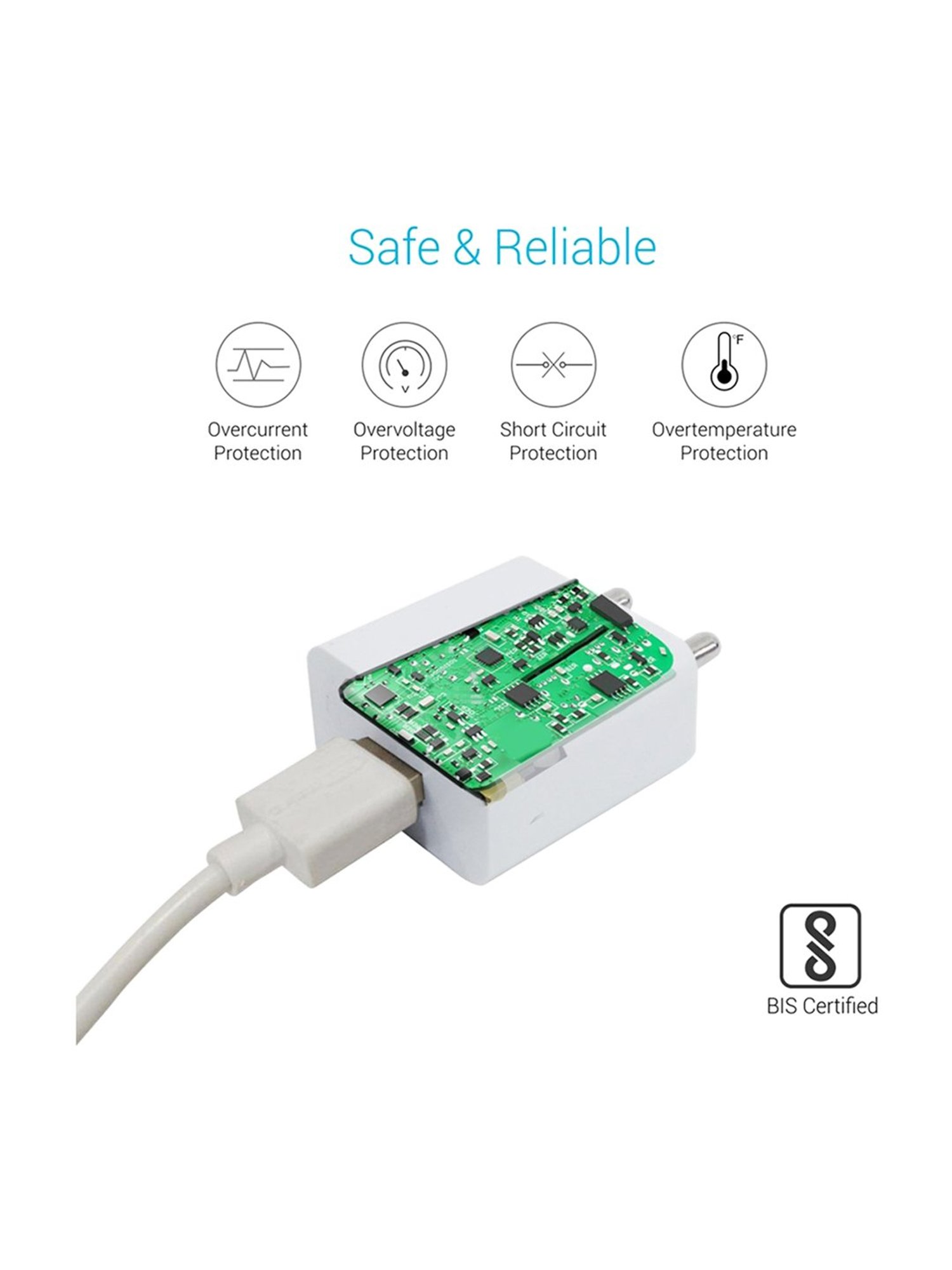 Portronics ADAPTO 62 POR-1062 2.4A Adapter with single USB Port (White)