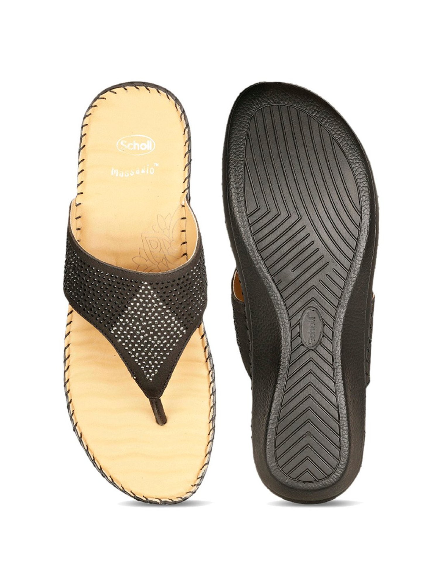 Scholl by Bata Women's Black Thong Wedges