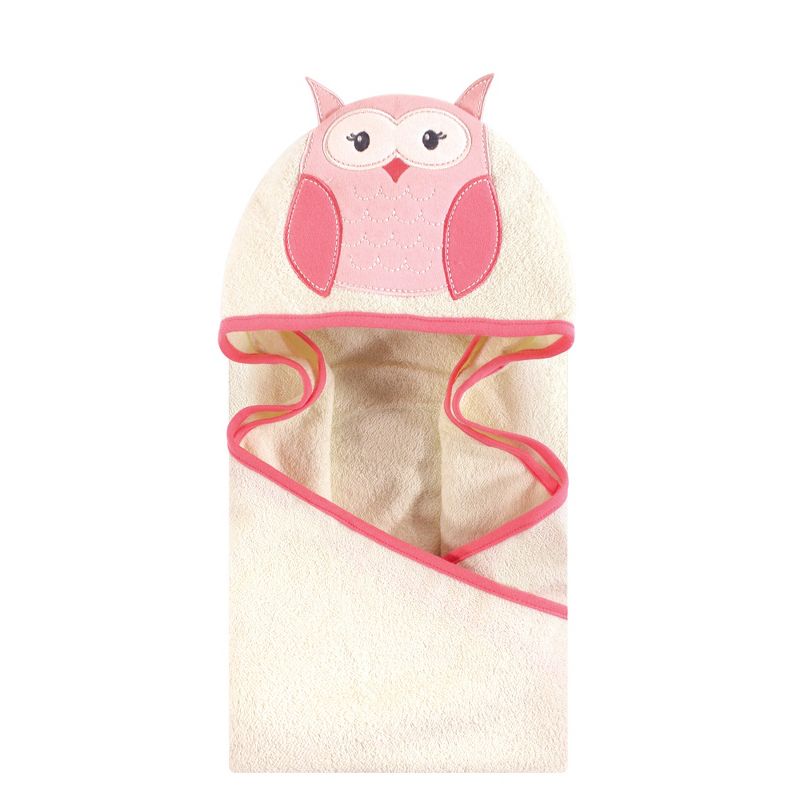 Hudson Baby Infant Girl Cotton Animal Face Hooded Towel, Modern Owl, One Size