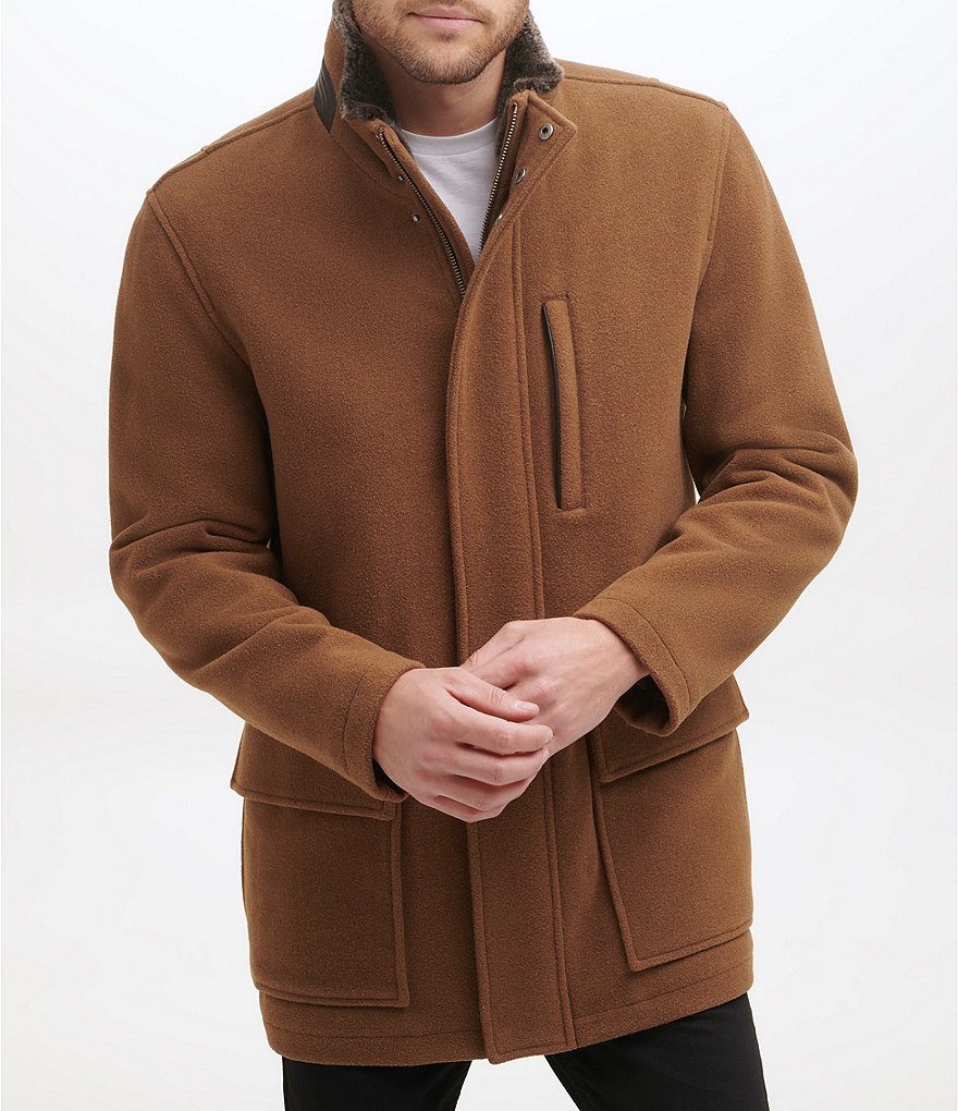 Cole Haan Long-Sleeve Wool-Blend Plush Car Coat