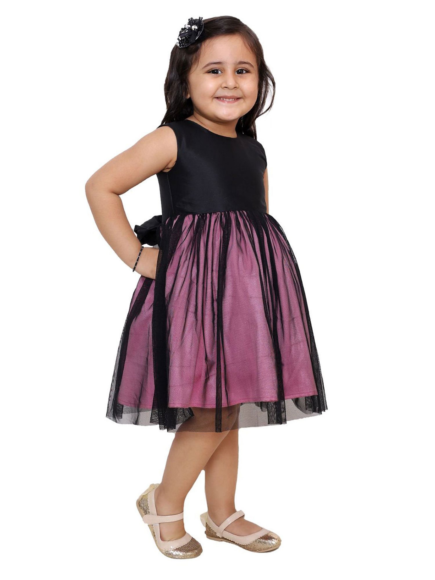 KidsDew Kids Black & Pink Solid Dress