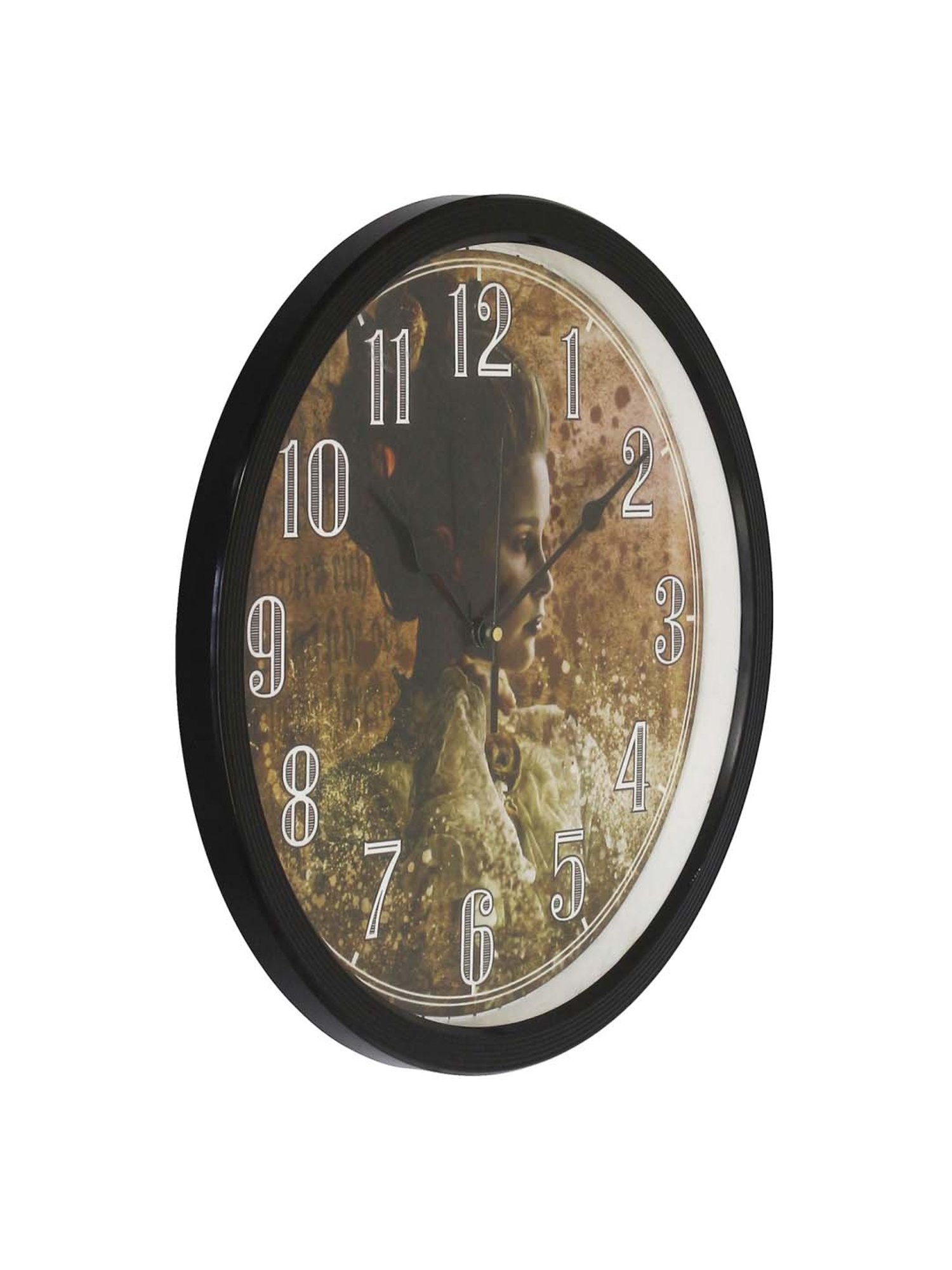 eCraftIndia Designer Round Analog Black Wall Clock