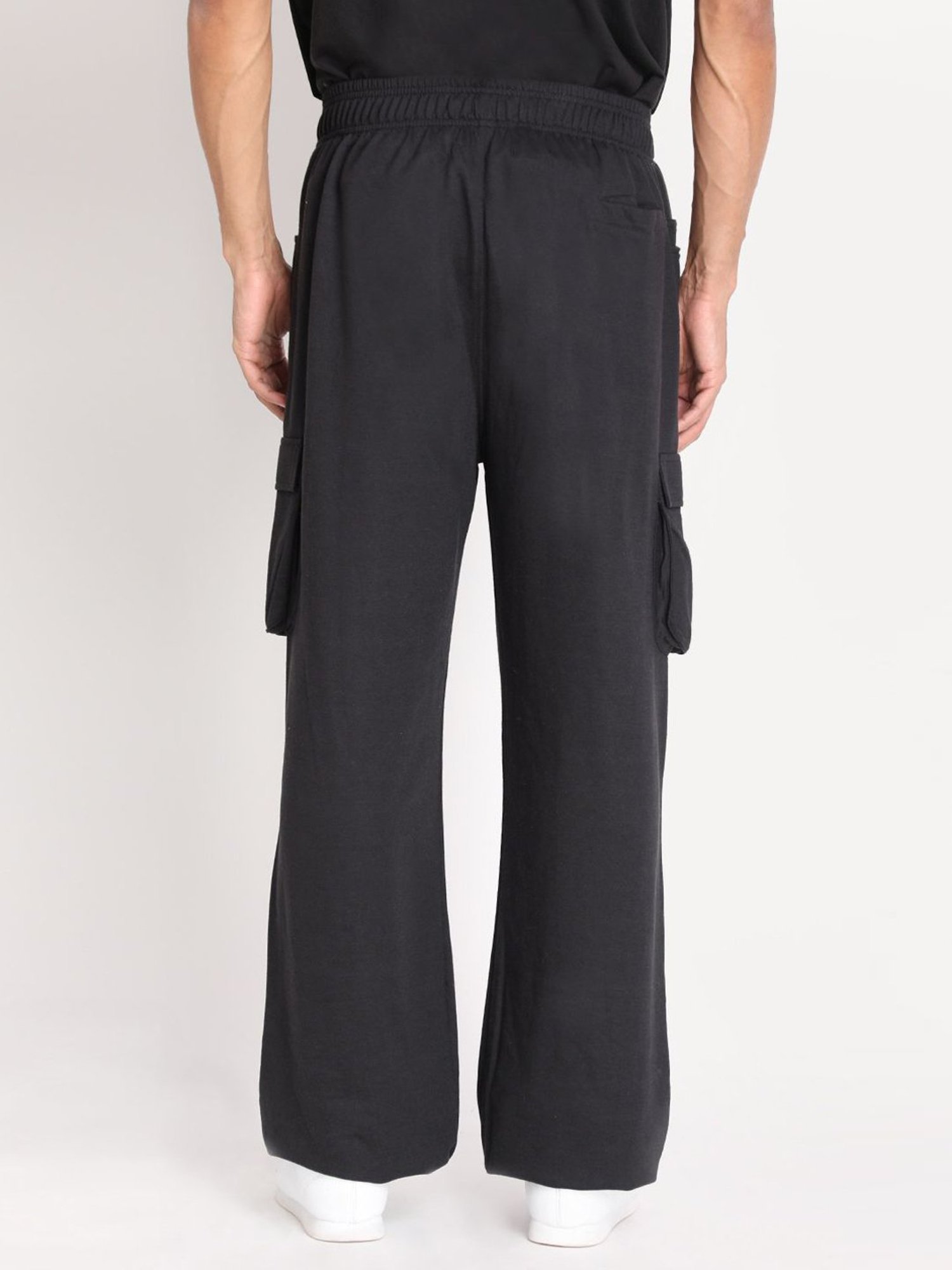 Chkokko Black Cotton Relaxed Fit Track Pants
