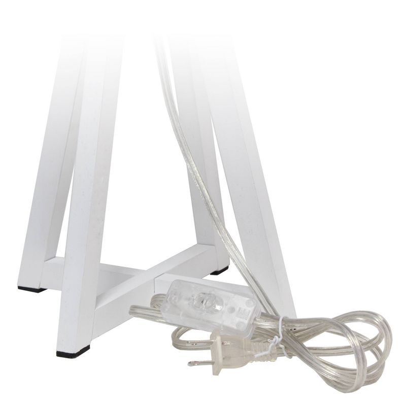 White Wood Interlocked Triangular Table Lamp with Fabric Shade White - Simple Designs