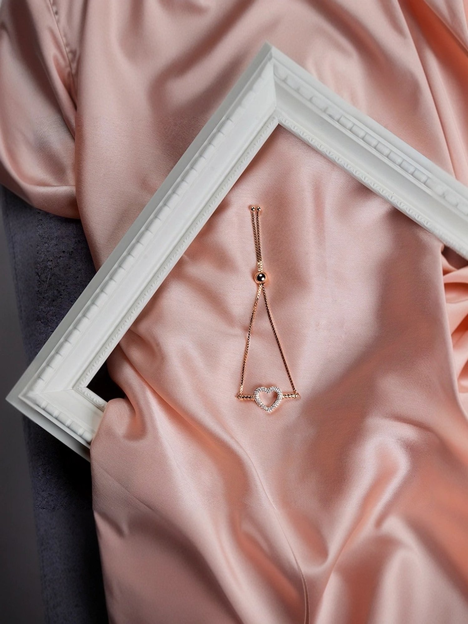 Touch925 Sterling Silver Twisted Rose Gold Charm Bracelet for Women & Girls