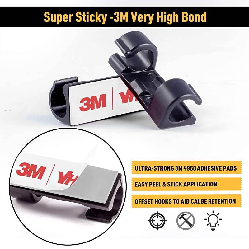 Cable Clips with Strong SelfAdhesive  Cable Management TV PC Wire Holder Sticky Tidy and Organise Cords and Wires 40 Pcs Black