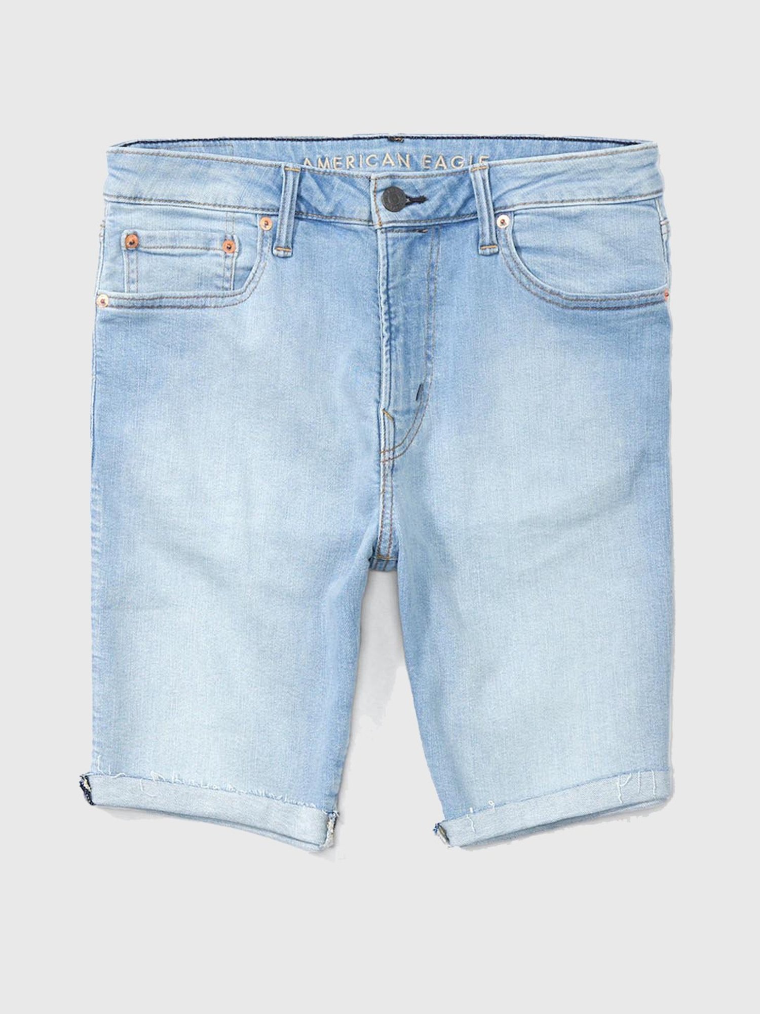 American Eagle Blue Cotton Regular Fit Denim Shorts