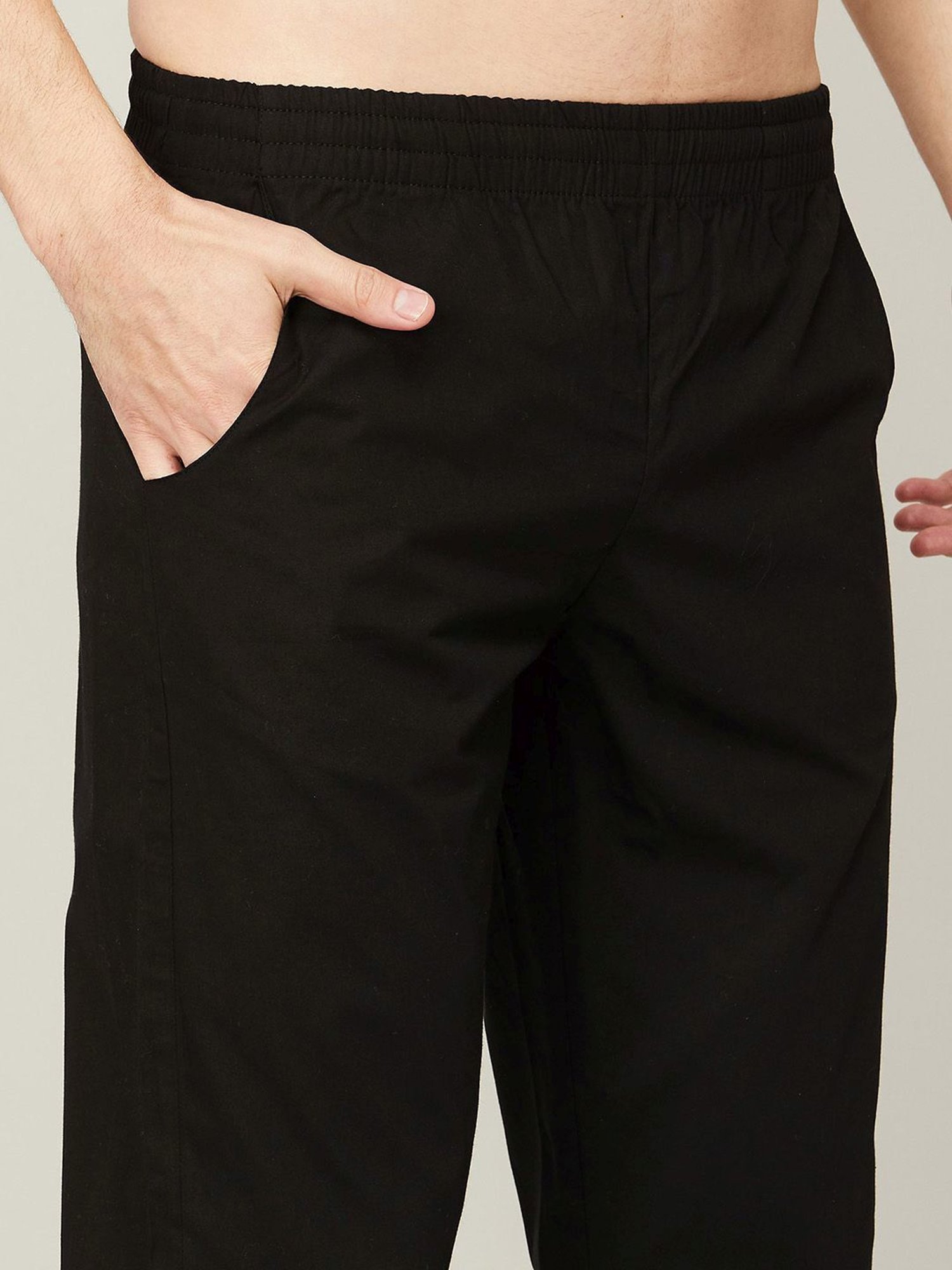 Melange by Lifestyle Black Cotton Regular Fit Churidars