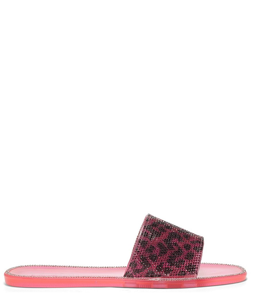 Jessica Simpson Kassime Leopard Print Embellished Jelly Slides
