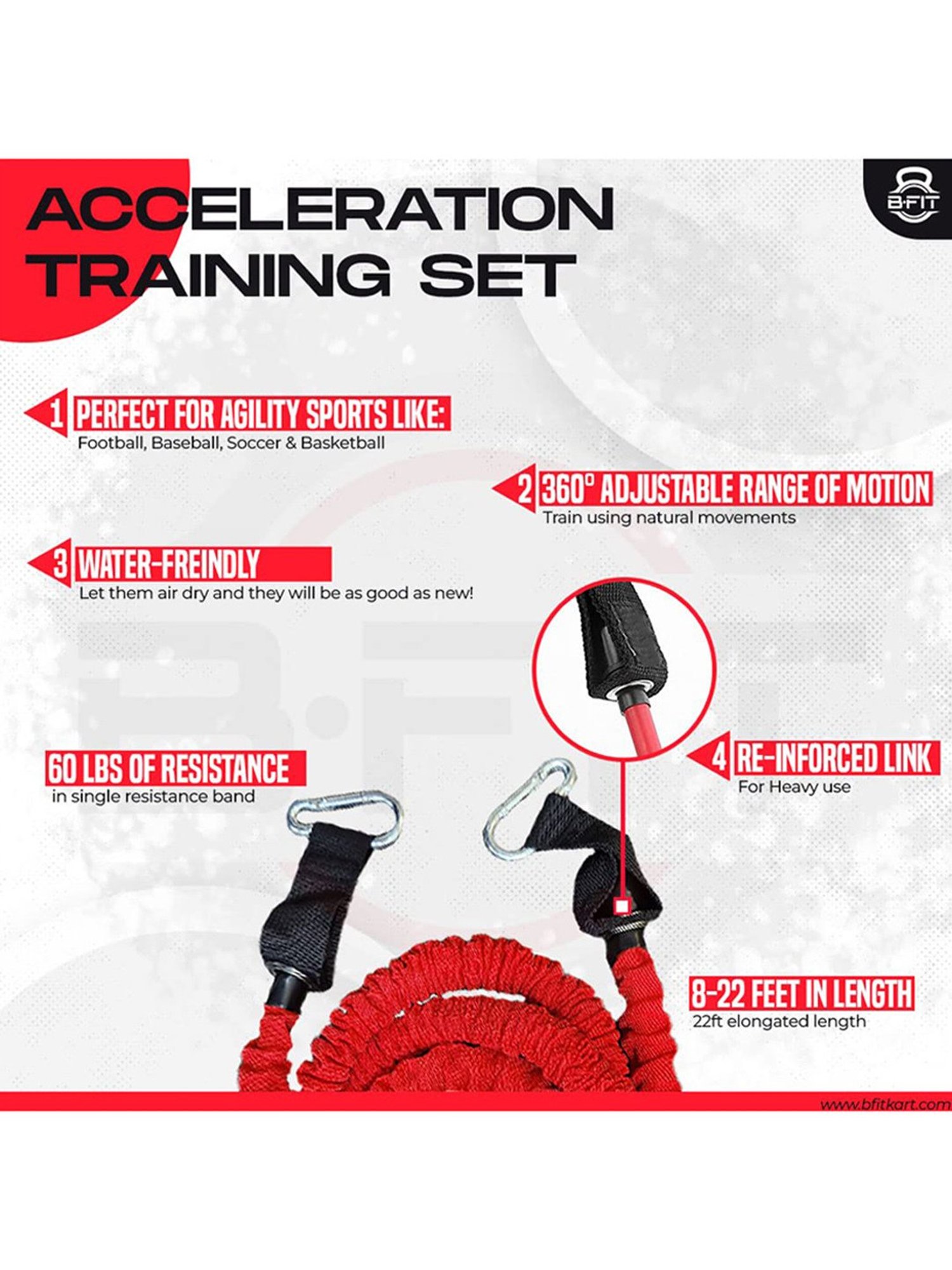 B Fit Resistance Trainer Acceleration Speed Cord (Black)