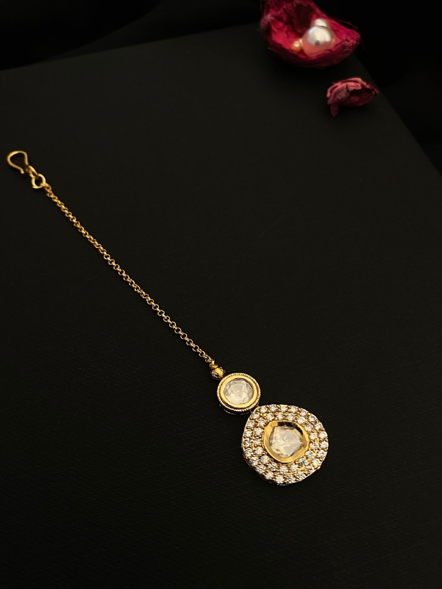 Abdesigns Elegant Gold-Plated Royal Polki Maang Tikka