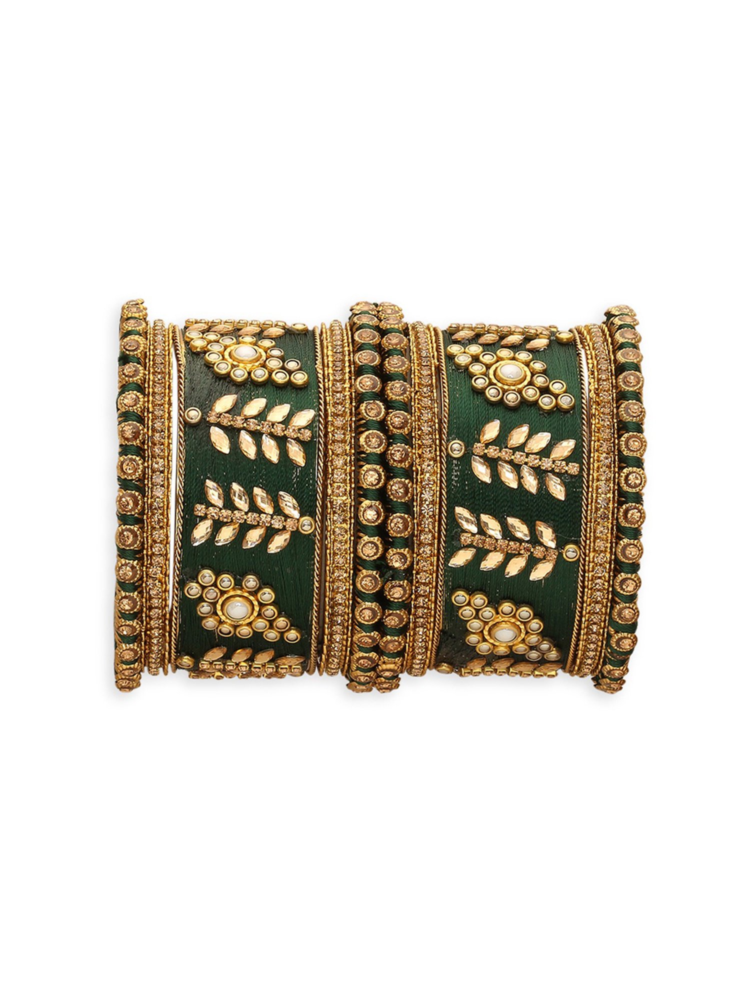 Oomph Green Bridal Chuda Bangles - Set of 10