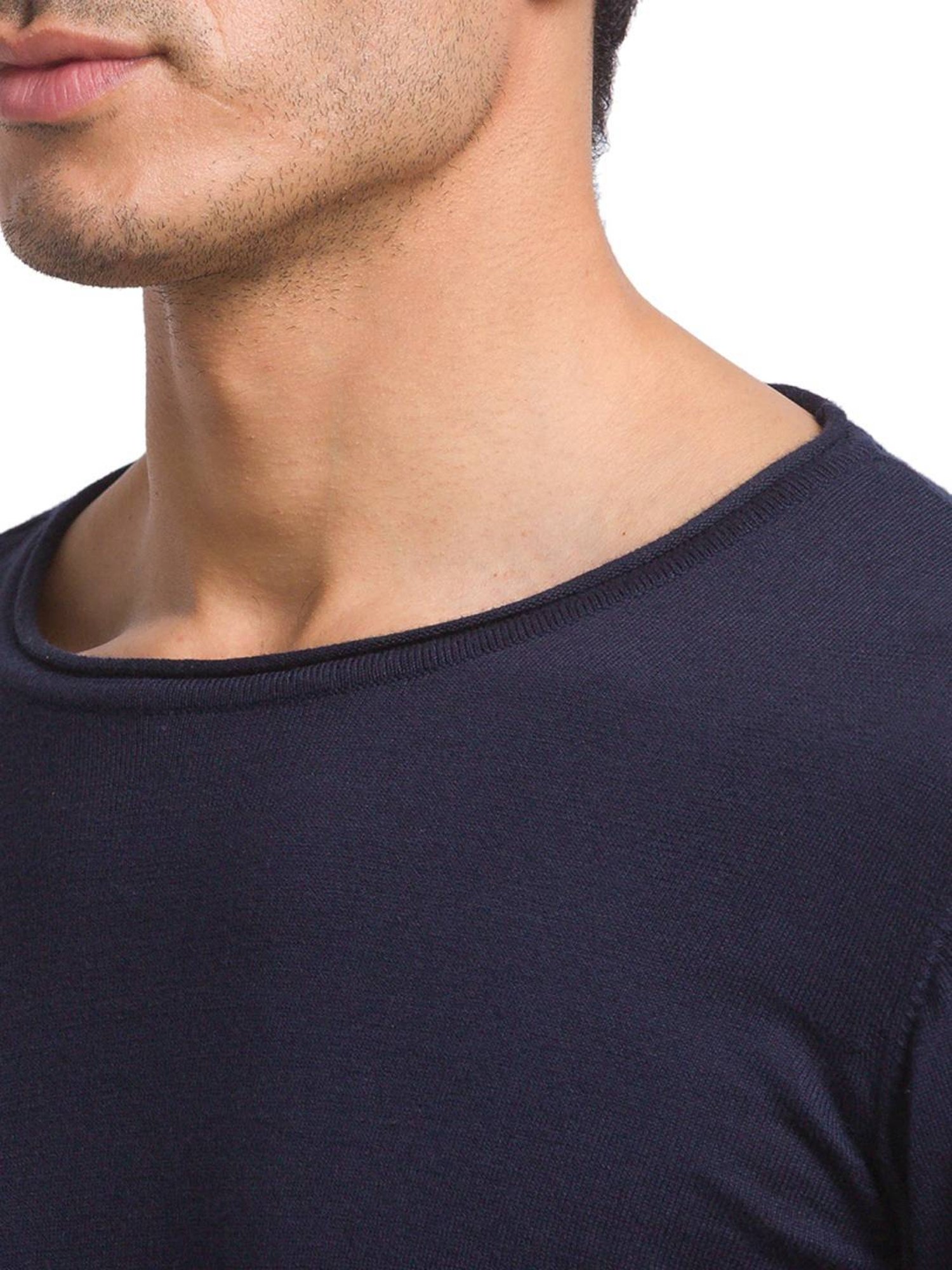 Parx Blue Cotton Regular Fit Sweaters