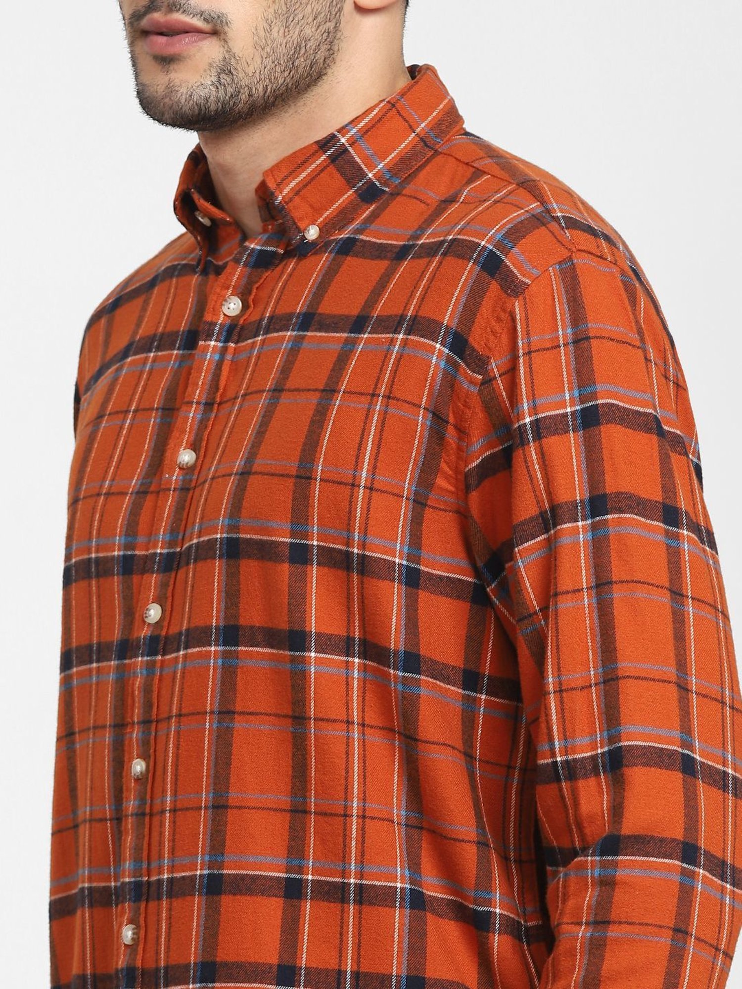 SELECTED HOMME Bombay Brown Cotton Regular Fit Checks Shirt