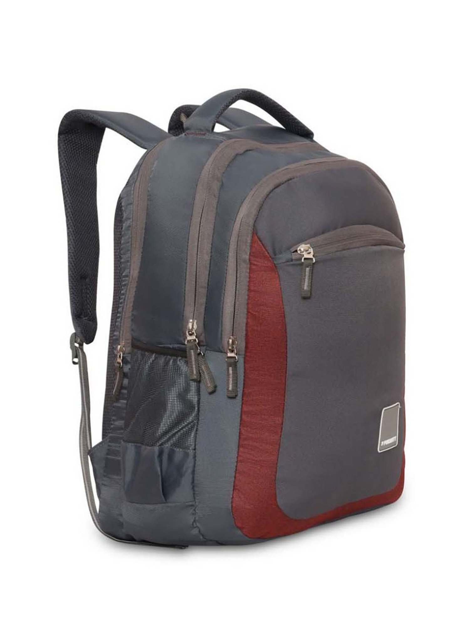 Priority Genius Dark Grey & Brown Polyester Solid Backpack - 29.44 Ltrs