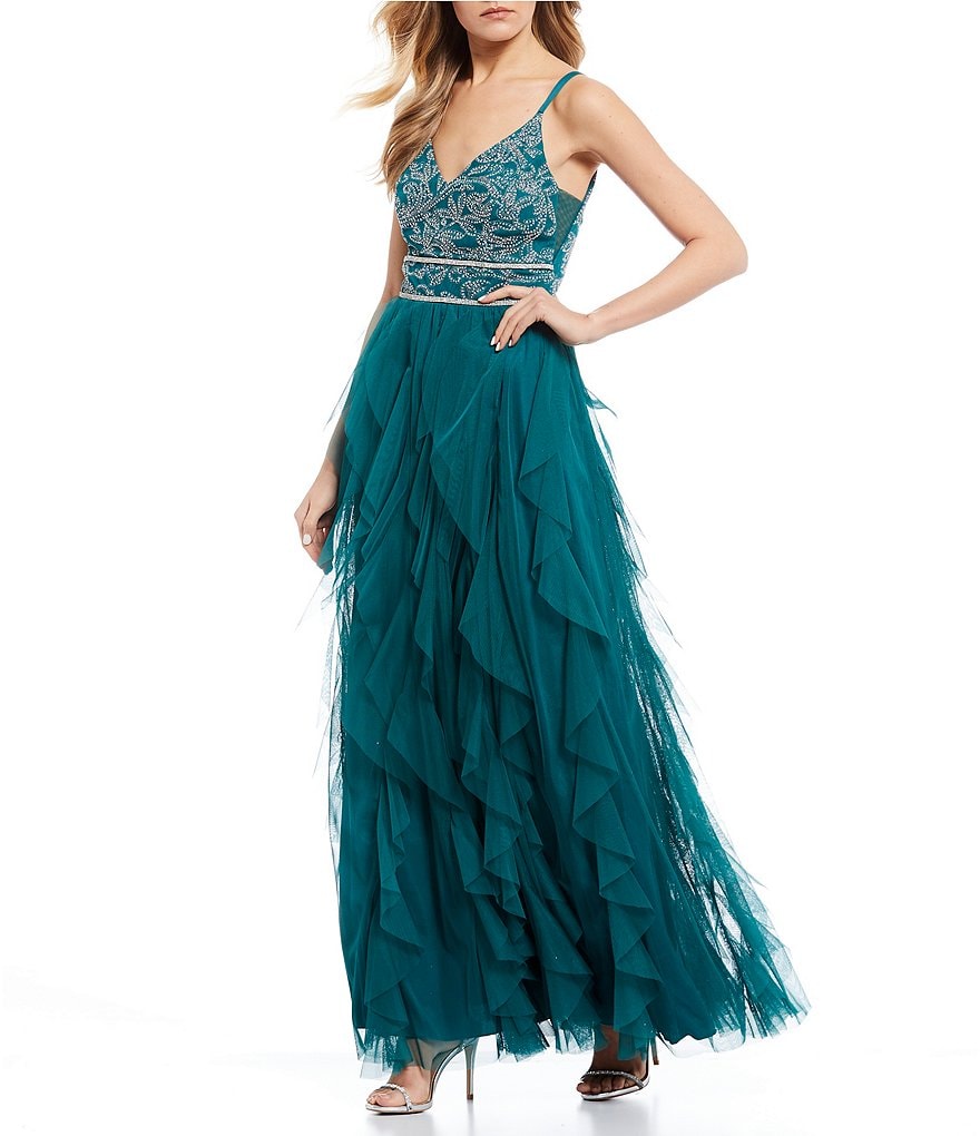 Teeze Me Caviar Beaded Bodice Corkscrew Dress