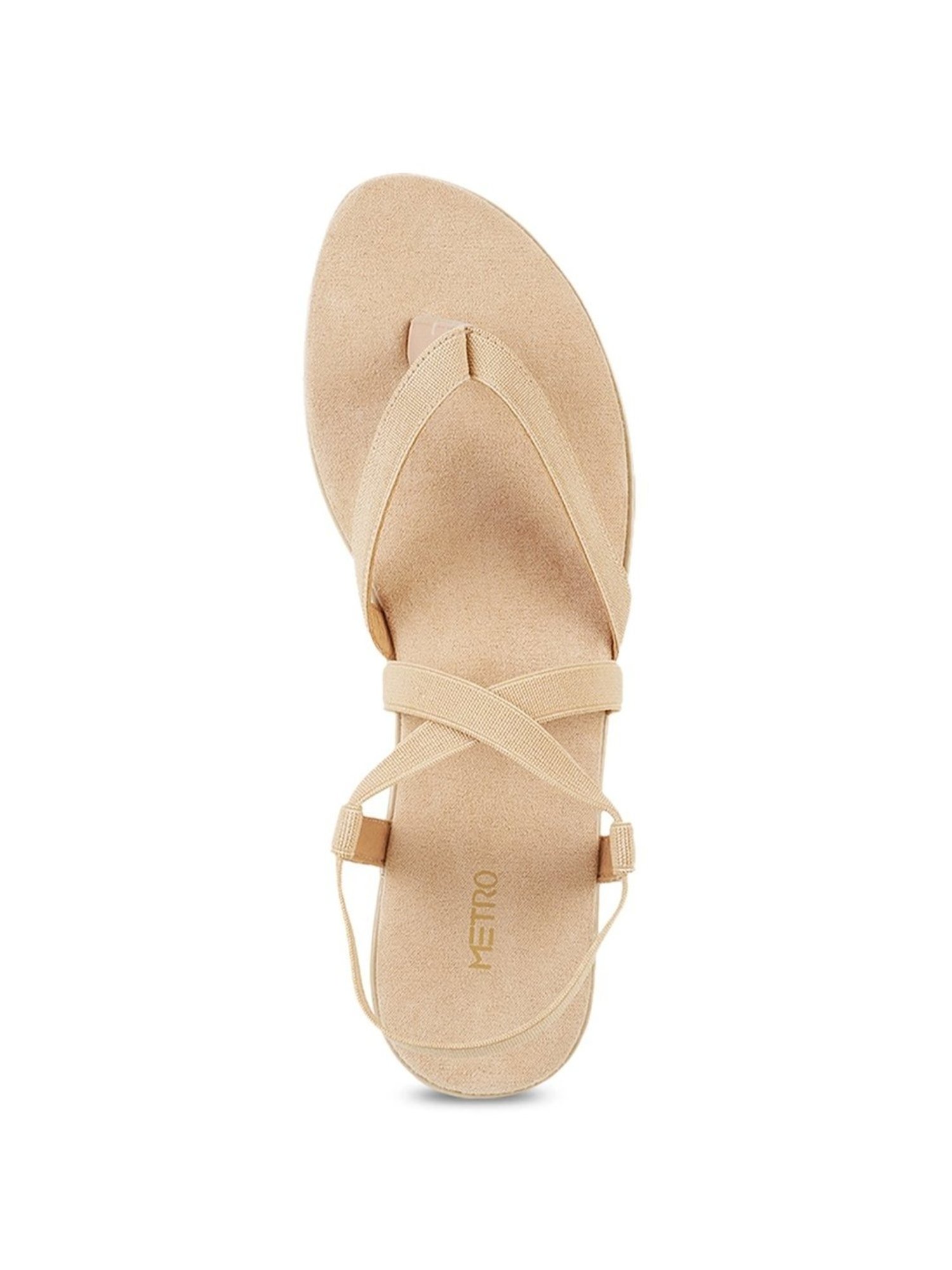 Metro Women's Beige Cross Strap Sandals