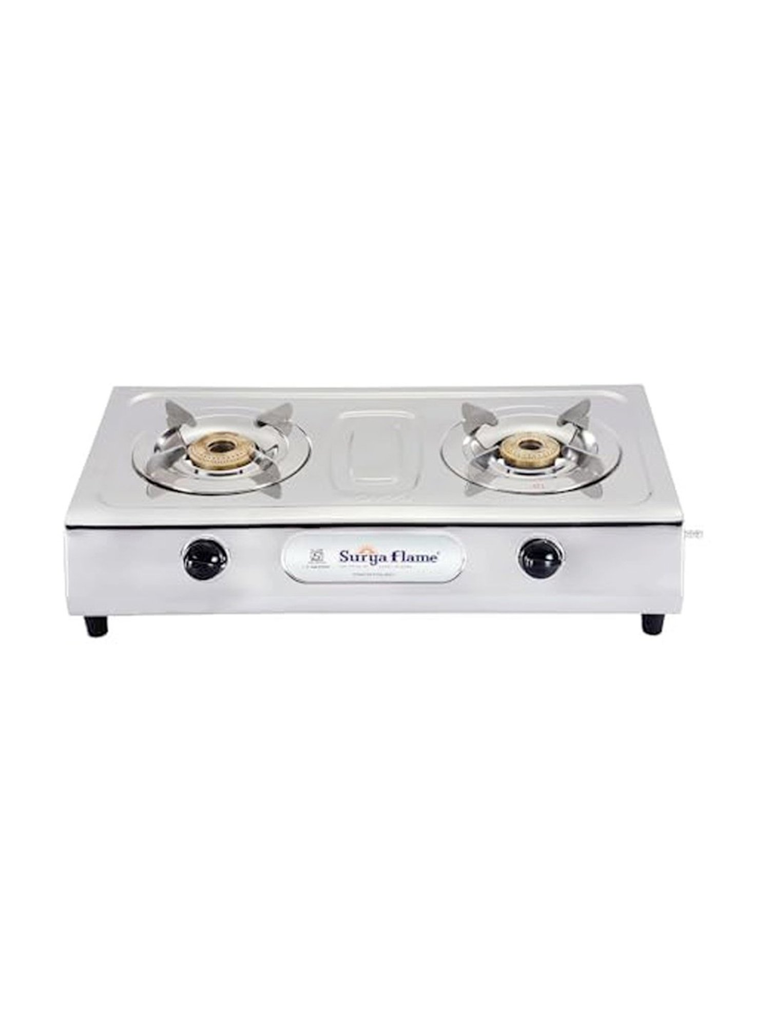 Suryaflame Silver Stainless Steel Glass Top Gas Stove with 2 Burners