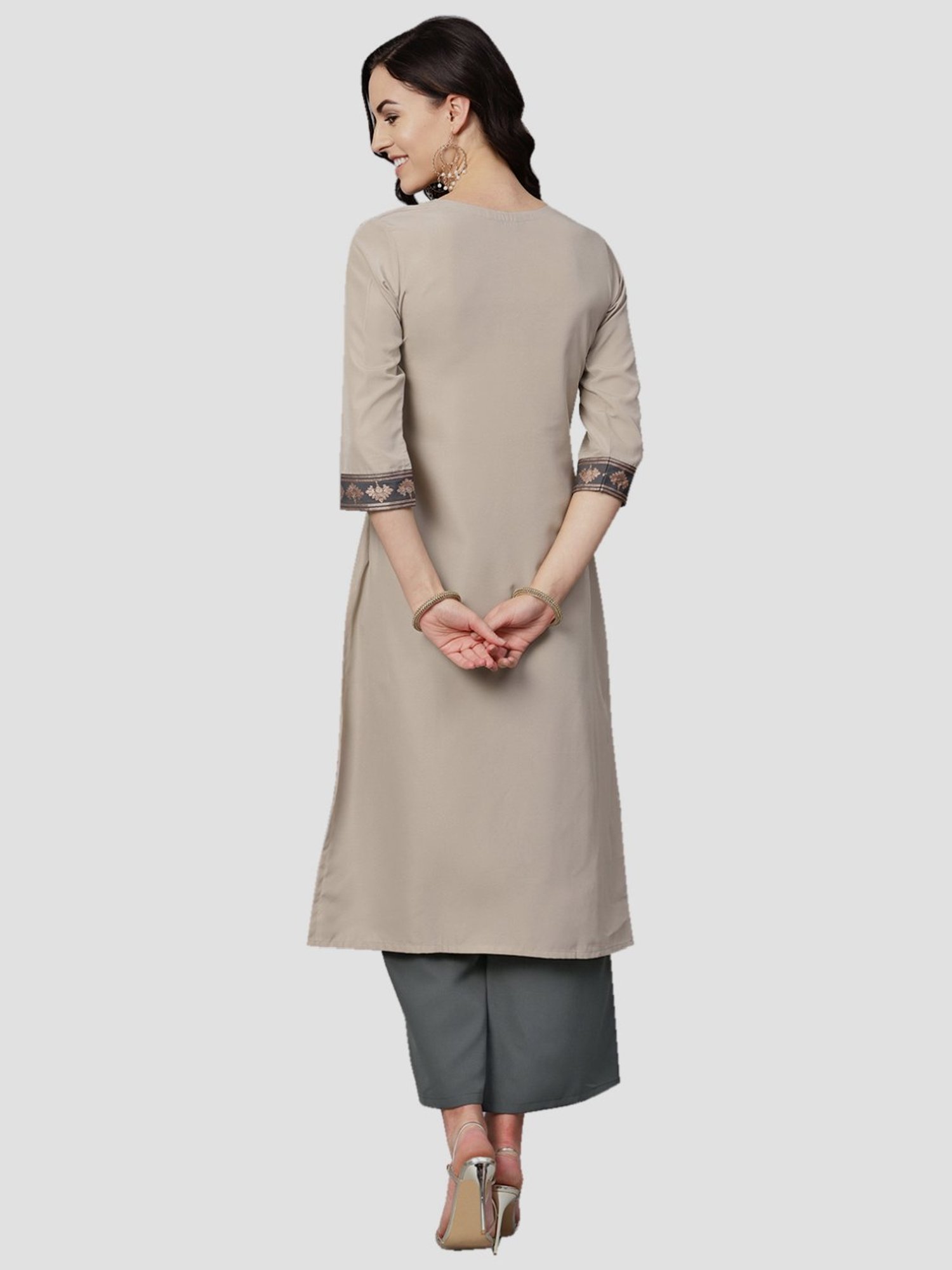 Ziyaa Beige Straight Kurta