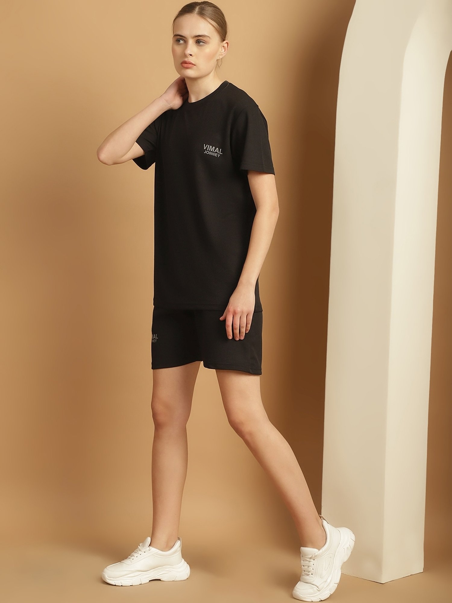 Vimal Jonney Black T-Shirt & Shorts Set