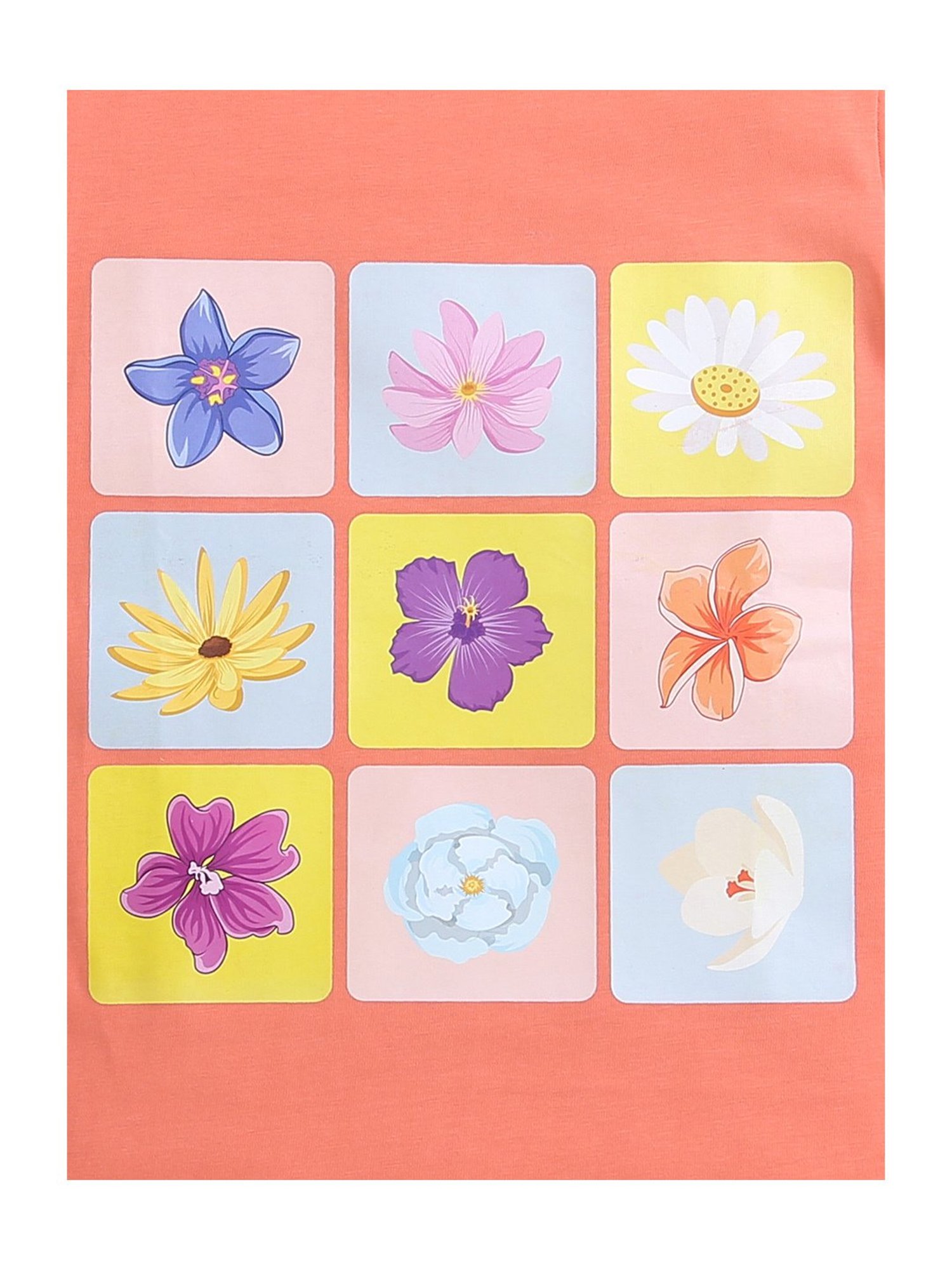 Bumzee Kids Peach Floral Print T-Shirt