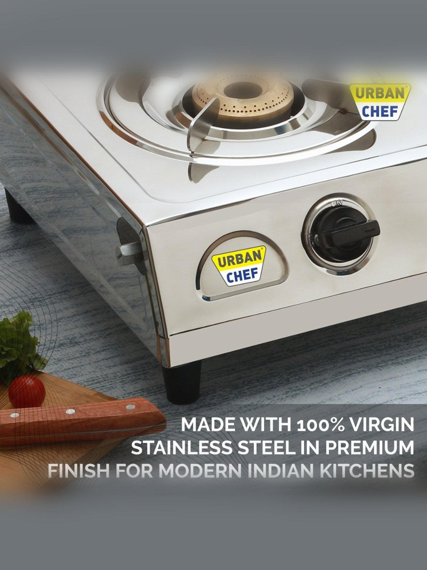 Urban Chef Gas Stove with Single Burner ( Silver )