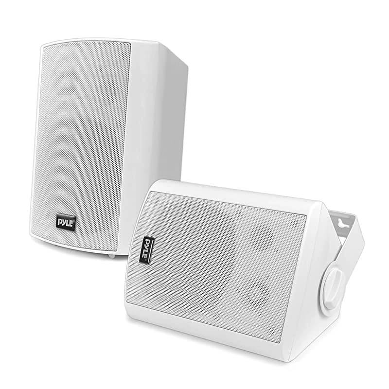 Wall Mount Home Speaker System - Active + Passive Pair Wireless Bluetooth Compatible Indoor / Outdoor Water-resistant Weatherproof Stereo Sound Speaker Set with AUX IN -  PDWR51BTWT (White)
