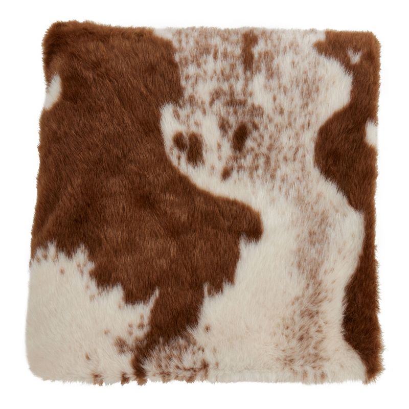 Saro Lifestyle Cow Hide Throw With Faux Fur, 50"x60", Brown