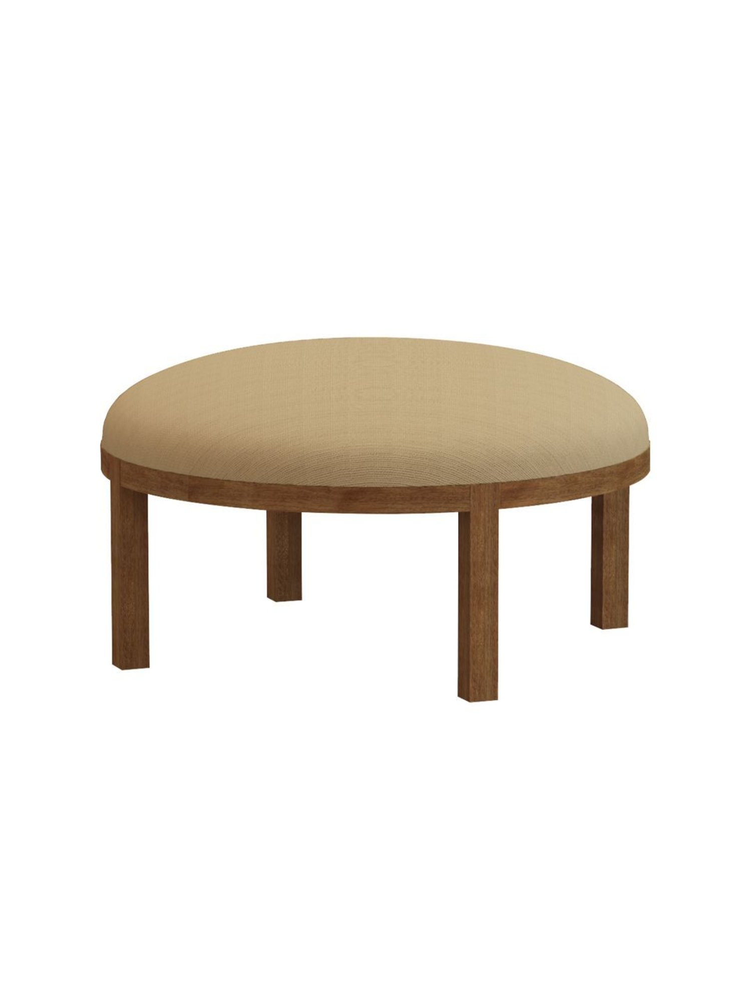 Chumbak Bohemian Beach Beige Sheesham Wood Ottoman