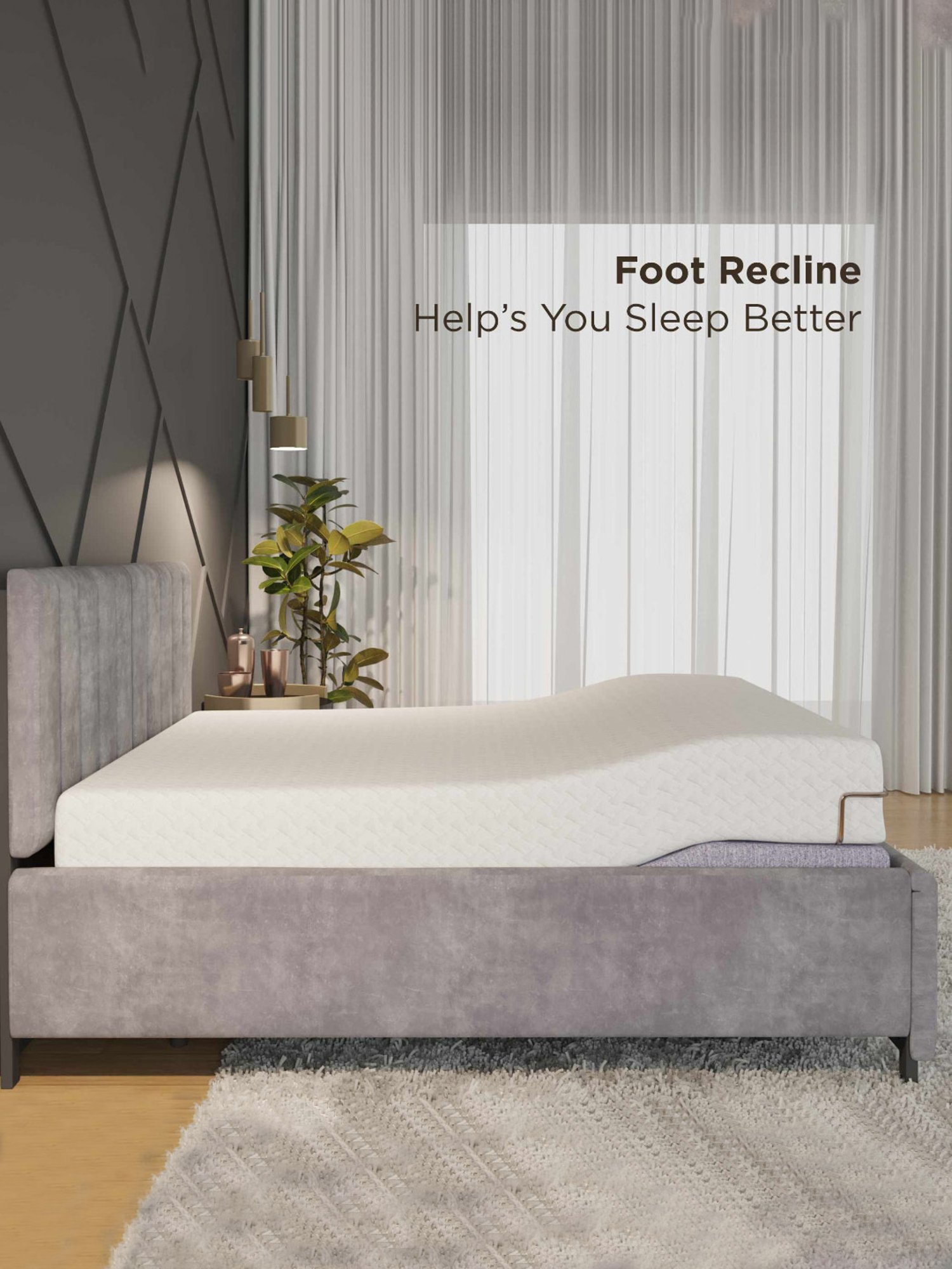 The Sleep Company Elev8 Italia Black Metal Smart Adjustable Queen Bed Base