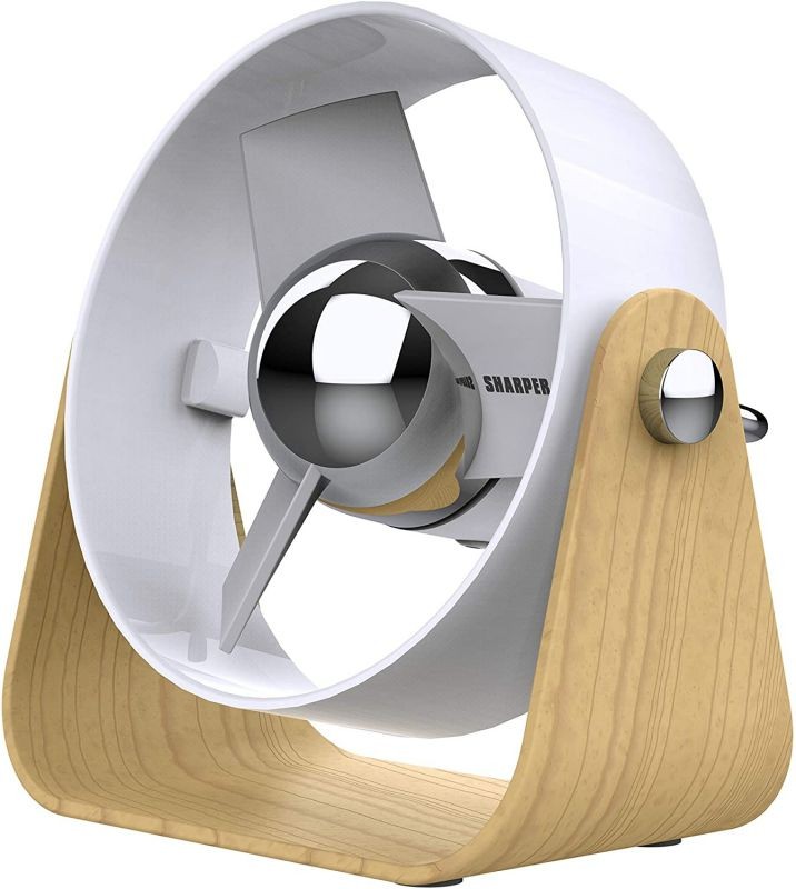 Sharper Image SBS2-SI Medium Personal USB Fan with Soft Blades, 3 Speeds, Touch Control, Quiet Operation, 5V Wall Adapter, 6 ft. Cable, White/Ash