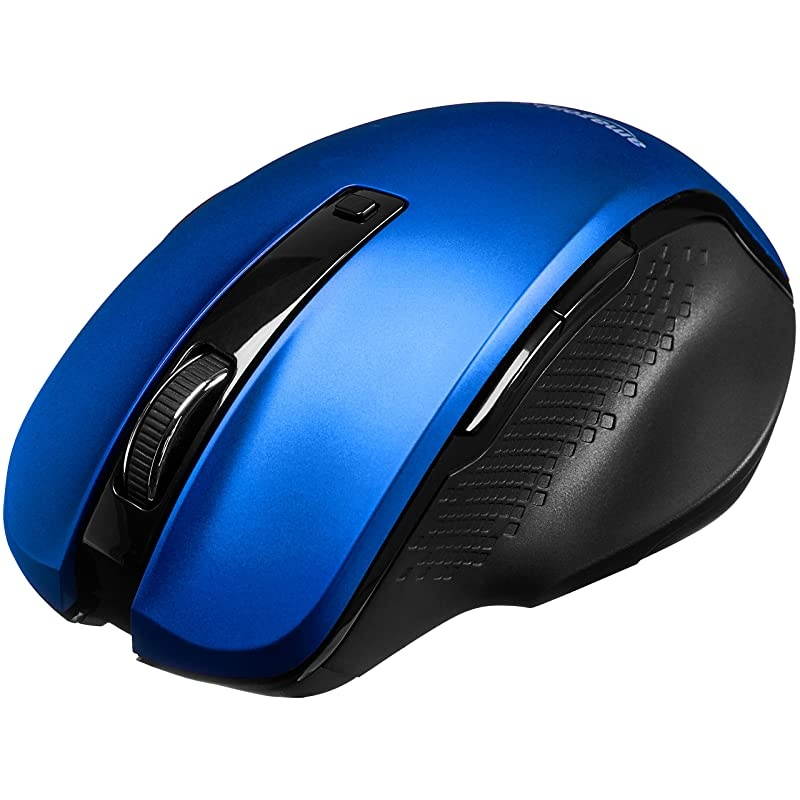 Compact Ergonomic Wireless PC Mouse with Fast Scrolling Blue